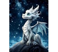 AMBATTERY Latch Hook Kit Rug Dragon and starry sky scenery Printed Canvas Tapestry Kits Embroidery Kits DIY Crochet Yarn Kits for Beginners Adults Kids Craft Kit 20x15in
