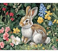 AMBATTERY Latch Hook Kit Rug Fantasy Rabbit Animals And Flowers Latch Hook Rug Kits For Adults Beginners Extra Large,Diy Crochet Set,Tapestry Making Kit，Embroidery Sofa Cushion Carpet 23x35in