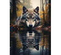 AMBATTERY Latch Hook Kit Rug Fantasy Wolf Animal Latch Hook Rug Kits For Adults Printed Canvas Crochet Needlework Craft Rug Cushion Mat Tapestry 31x45in