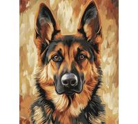 AMBATTERY Latch Hook Kit Rug German Shepherd Animal Portrait Large Latch Hook Rug,Pre-Printed Pattern Canvas Tapestry Embroidery Adults Handicrafts DIY Craft Cross Stitch Kits 31x63in