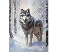 AMBATTERY Latch Hook Kit Rug Winter Landscape Wolf Latch Mat For Yourself Knotting Rug For Children，Adults Or Beginners，Latch Hook Kits Child Rug 31x45in