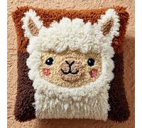 AMBATTERY Latch Hook Kits Animal Alpaca Latch Hook Cushion Kit,DIY Pillow Cover Making Craft Printed Canvas for Beginners Embroidery Crafting Pillowat De Broderie 17x17in