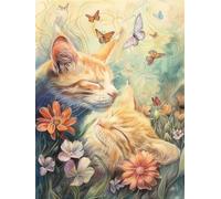 AMBATTERY Latch Hook Kits Cat And Colorful Butterflies Printed Canvas Tapestry Kits Embroidery Kits Diy Crochet Yarn Kits For Beginners Adults Craft Kit Printed Latch Hook Rugs Kits 31x45in