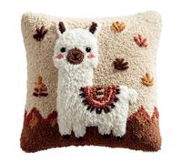 AMBATTERY Latch Hook Kits for Adults Animal Alpaca DIY Crochet Pillow Kit Pre-Printed Pillowcase Hook and Latch Rug Kits Needlework Cushion Cover for Home Decoration 43x43cm