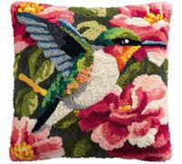 AMBATTERY Latch Hook Kits for Adults Beginners Animals, Birds and Flowers DIY Crochet Pillow Kit Pre-Printed Pillowcase Hook and Latch Rug Kits Needlework Cushion Cover 17x17 in