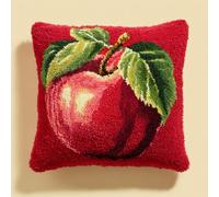 AMBATTERY Latch Hook Kits for Adults Cushion Covers Red Fruit Latch Hooking Cushion 43x43cm with Preprinted Pattern Needlework Embroidery Set DIY Handmade Crochet Craft Kit