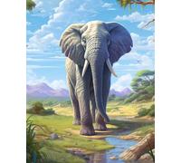 AMBATTERY Latch Hook Kits For Adults Elephant And Landscape Diy Latch Hook Rug Kits ，Crochet Kit For Beginners，Rug Making Kits With Printed Canvas 31x63in