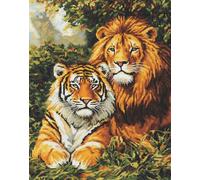 AMBATTERY Latch Hook Kits for Adults Lion and Tiger Animals Rug Making Kits DIY Latch Hook for Beginners Adults Home Decoration Tapestry Kit Cushion Cover 23x35in
