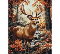 AMBATTERY Latch Hook Kits forests Deer Animal Handmade Self Knotting Set，Diy Tapestry Kits For Adults Cushion Large Latch Hook Tapestry Pre-Printed Pattern Rug Embroidery Craft 31x45in
