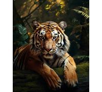 AMBATTERY Latch Hook Kits Jungle Tiger Animal DIY Latch Hook Kit Self Latch Set for Adults Tapestry Kits Beginners Large Carpet Pre Printed 31x45in