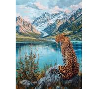 AMBATTERY Latch Hook Kits Leopard Animals and Landscapes Latch Hook Rug Kits for Adults Yourself Knotting Set with Hooks DIY Carpet Make Tapestry Home Doormat 31x45in