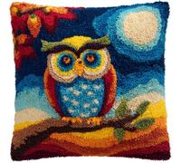 AMBATTERY Latch Hook Kits Pillow Animal Owl Printed Cushion Crochet Yarn Needlework DIY Hook Latch Kit Pillowcase Rug Cover Home Sofa Decoration 17x17in