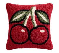 AMBATTERY Latch Hook Kits Pillow for Adults Cartoon Cherry Throw Pillow Pre-Printed Patterns Pillowcase Needlework Crochet Yarns Latch Hooking Cushion for Sofa Decor 17x17inch