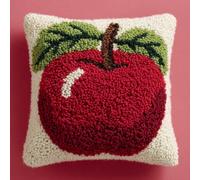 AMBATTERY Latch Hook Kits Pillow Red Fruit DIY Cushion Making Crochet Hook Rug Making Kits Color Preprinted Pattern Canvas DIY Yarn Hooking Kit 43x43cm