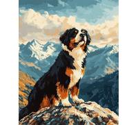 AMBATTERY Latch Hook Kits Rugs Bernese Mountain Dog And Landscape Latch Hook Rug Kits For Adults Beginners Extra Large,Diy Crochet Set ,Tapestry Making Kit,Embroidery Sofa Cushion Carpet 31x63in