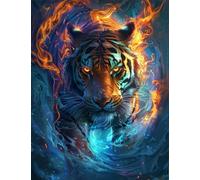 AMBATTERY Latch Hook Kits Rugs Cartoon Tiger Animal Latch Hook Kit，Diy Carpet Making Kits For Beginners And Adults，Home Decoration，Cross Stitch Rug Set Cushion 23x35in