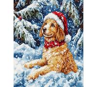 AMBATTERY Latch Hook Kits Rugs Christmas Dog Animal Latch Hook Kit，Diy Carpet Making Kits For Beginners And Adults，Home Decoration，Cross Stitch Rug Set Cushion 23x35in