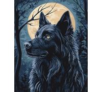 AMBATTERY Latch Hook Kits Rugs Dog And forests Moon Latch Hook Rug Kits For Adults Beginners Extra Large,Diy Crochet Set ，Tapestry Making Kit，Embroidery Sofa Cushion Carpet 80x115cm