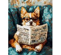 AMBATTERY Latch Hook Kits Rugs Dog Reading Newspaper Rug Making Kit For Adults Large Cushion Latch Mat Yourself Knotting Beginners,Diy Latch Hook Kits Tapestry 35x46in