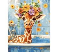 AMBATTERY Latch Hook Kits Rugs Giraffe Animal And Flowers Diy Latch Hook Kits Printed Rugs Set Diy Tapestry Carpet Making For Adults Beginners Home Decor 21x29in