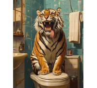 AMBATTERY Latch Hook Kits Rugs Retro Tiger Animal Latch Hook Rug Kits For Adults Beginners Extra Large,Diy Crochet Set ，Tapestry Making Kit，Embroidery Sofa Cushion Carpet 23x35in