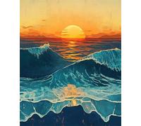 AMBATTERY Latch Hook Kits Sea Waves Scenery Latch Hook Rug Kits For Adults Yourself Knotting Set With Hooks Diy Carpet Make Tapestry Home Doormat 21x29in