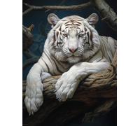 AMBATTERY Latch Hook Kits White Tiger Animal Latch Hook Rug Kit For Adults Latch Hook,Latch Hook Kits,Rectangular Mat,For Bedroom,Living Room 35x46in
