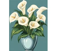 AMBATTERY Latch Hook Kitswhite Calla Lily DIY Rug Making Craft Adults with Color Printed Canvas Crochet Embroidery Carpet Set Home Decor 23x35in