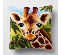 AMBATTERY Latch Hook Pillow Case Kits Animal Giraffe Embroidery Kit DIY Latch Hook Cushion Kits, 43x43cm