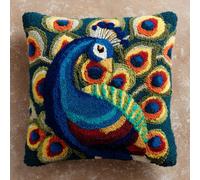 AMBATTERY Latch Hook Pillow Cover Kits Animal Peacock DIY Latch Hook Cushion Kits Cross Stitch Embroidery Kit 43x43cm