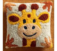 AMBATTERY Latch Hook Pillowcase Embroidery Kit, Animal Giraffe Latch Hook Cushion Cover for Adults and Beginners, Pillow Cover Making Crochet Kits 17x17inch