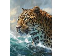 AMBATTERY Latch Hook Rug Kit Aquatic Leopards DIY Carpet Embroidery Kit,Latch Hook Rug Needlework Tapestry Craft Kits for Beginners,Adults and Children 23x35in