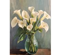 AMBATTERY Latch Hook Rug Kit Calla Lilies in A Vase Latch Hook Rug Kits for Adults and Beginner DIY Needlework Crocheting Carpet Kit with Color Preprinted Pattern 23x35in