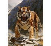 AMBATTERY Latch Hook Rug Kit Cartoon Tiger Animal Latch Hook Kit，Diy Carpet Making Kits For Beginners And Adults，Home Decoration，Cross Stitch Rug Set Cushion 31x45in