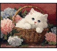 AMBATTERY Latch Hook Rug Kit Cat in the Flower Basket 85x115cm