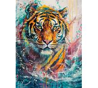 AMBATTERY Latch Hook Rug Kit Doodle Tiger Portrait Diy Latch Hook Kit Self Latch Kit For Adults Tapestry Kit For Beginners Large Tapestry Kits For Adults Pre Printed 21x29in