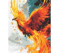 AMBATTERY Latch Hook Rug Kit Fantasy Flame Phoenix Latch Hook Kit,Diy Carpet Making Kits For Beginners And Adults,Home Decoration,Cross Stitch Rug Set Cushion 31x63in