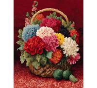 AMBATTERY Latch Hook Rug Kit Flowers in The Flower Basket Crochet Sewing Kit Classic Latch Hook Rug Kits for Adults 3D Craft Set for Home Decor Festival Gift 21x29in