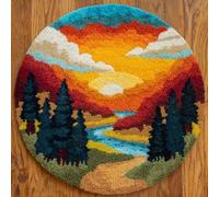AMBATTERY Latch Hook Rug Kit Latch Hook Kits,Pastoral Scenery