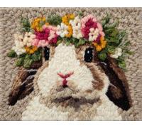 AMBATTERY Latch Hook Rug Kit Rabbit with Flowers on its Head 60x90cm