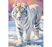 AMBATTERY Latch Hook Rug Kit White Tiger Animal Diy Latch Hook Kits Diy Tapestry Carpet Rug Making For Adults Beginners Home Decor 21x29in