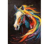 AMBATTERY Latch Hook Rug Kits For Adults Color Horse Animal Doormat Carpet Making Kits,Interlocking Hook Rug Gift Packing Diy For Teenager/Adults With Printed Canvas 31x63in