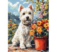 AMBATTERY Latch Hook Rug Kits For Adults Dog Animal And Flowers Diy Latch Hook Kit For Adults Beginners,Cross Stitch Set Carpet Making Cushion Needlework Embroidery Craft Kits Cushion 23x35in