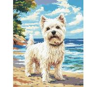 AMBATTERY Latch Hook Rug Kits For Adults Dog Animal At The Beach Latch Hook Rug Kits For Adults Yourself Knotting Set With Hooks Diy Carpet Make Tapestry Home Doormat 31x45in