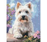 AMBATTERY Latch Hook Rug Kits For Adults Fantasy White Dog Animal Diy Latch Hook Kit Self Latch Set For Adults Tapestry Kits Beginners Large Carpet Pre Printed 55x75cm