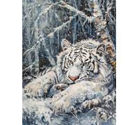 AMBATTERY Latch Hook Rug Kits For Adults Forestr White Tiger Oil Painting Diy Latch Hook Kits Printed Latch Hook Rugs Kits For Adults Diy Tapestry Carpet Rug Making For Beginners Home Decor 23x35in