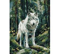 AMBATTERY Latch Hook Rug Kits For Adults forests White Wolf Animals Latch Hook Rug Cross Stitch Embroidery Set,Diy Tools For Beginners,Adults,Tapestry Kit Cushion Knotting Carpets 31x63in