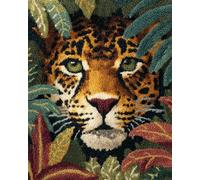 AMBATTERY Latch Hook Rug Kits for Adults Leopard Animal Portrait DIY Latch Hook Rug Kits for Adults Beginners Large Carpet Making Kit Tapestry Knitting Set with Instructions 23x35in