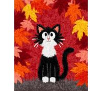 AMBATTERY Latch Hook Tapestry Kit Leaves and Cats 80x160cm