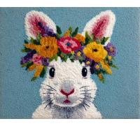 AMBATTERY Latch Hook Tapestry Kit Rabbits and Flowers 55x75cm